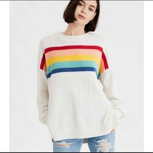 American Eagle Rainbow Striped Oversized Sweater